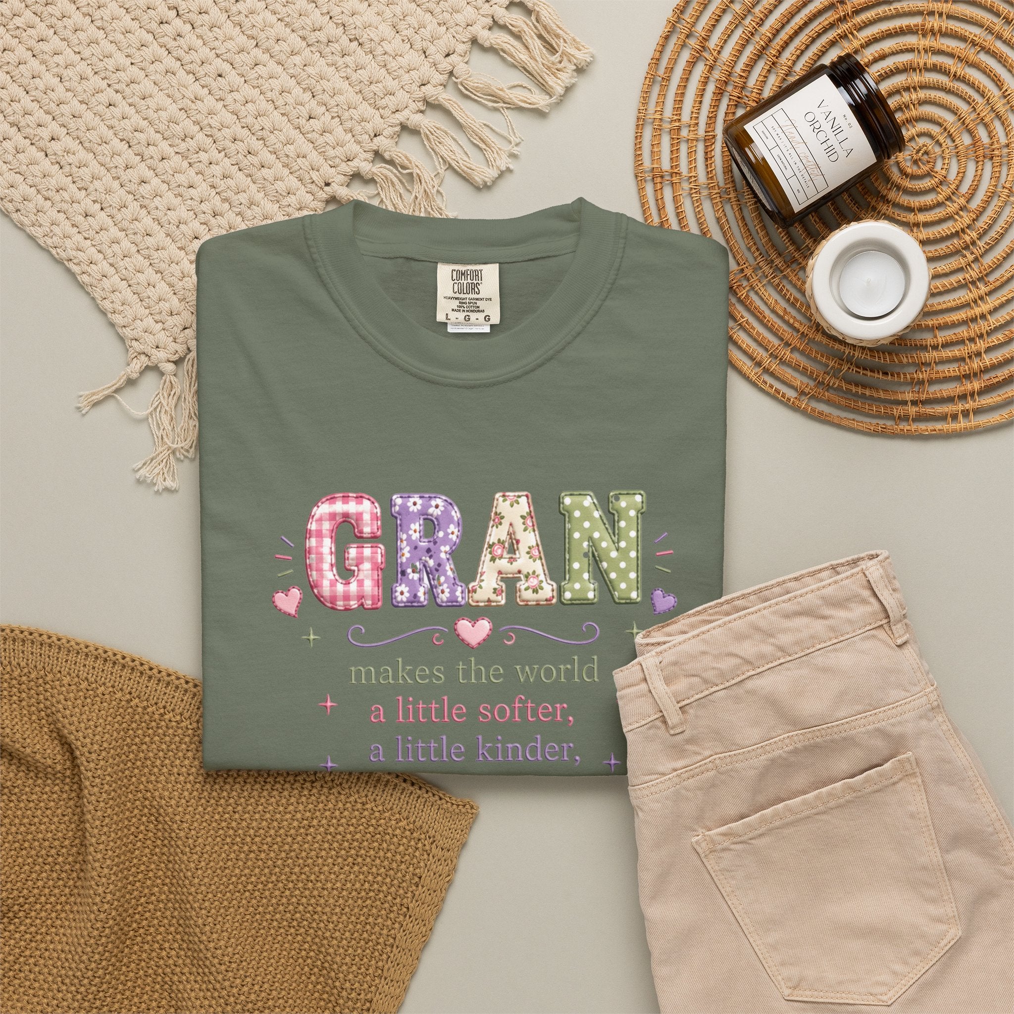 Gran Makes the World Softer T-Shirt – Gift for Grandma, Floral Vintage Lettering