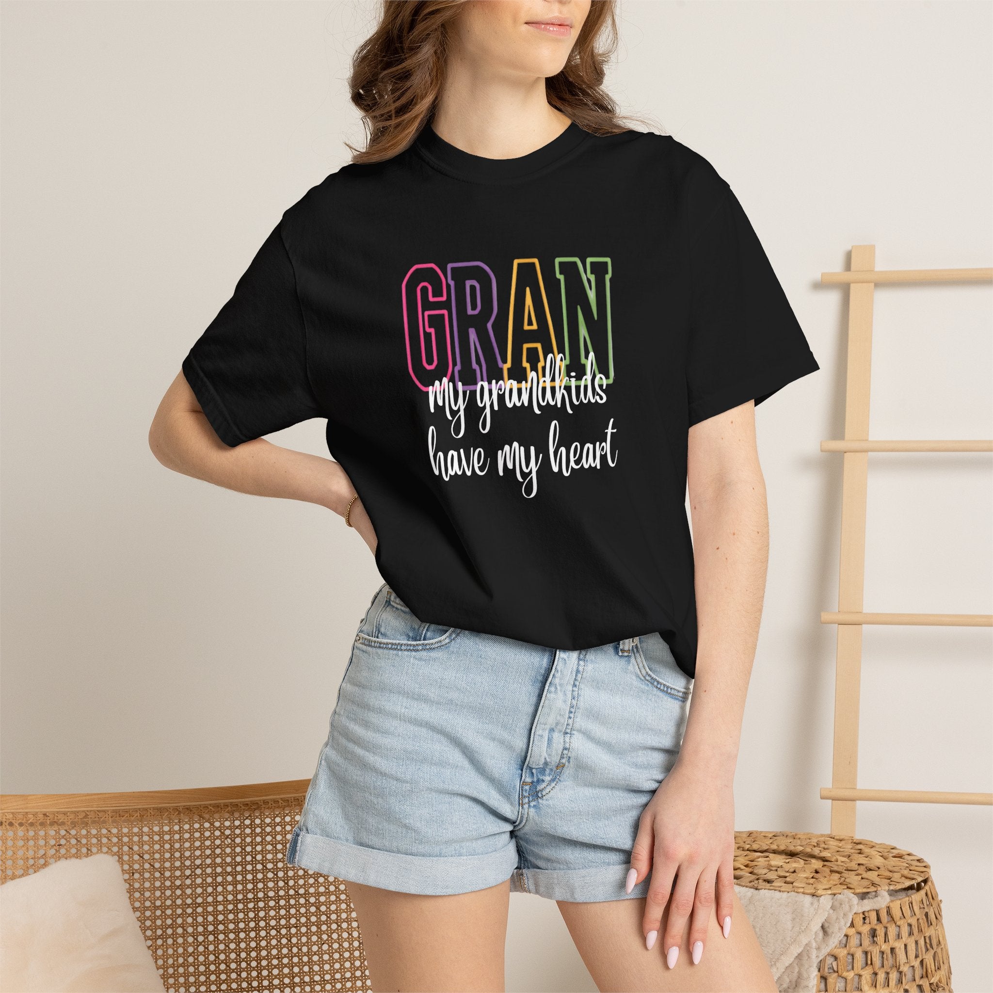 T-Shirt — "Gran my grandkids have my heart" Pastel Graphic Grandma Tee