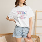 Becoming a Nana T-Shirt — "Becoming a Nana means my heart grows bigger with every little giggle" Cute Grandma Gift