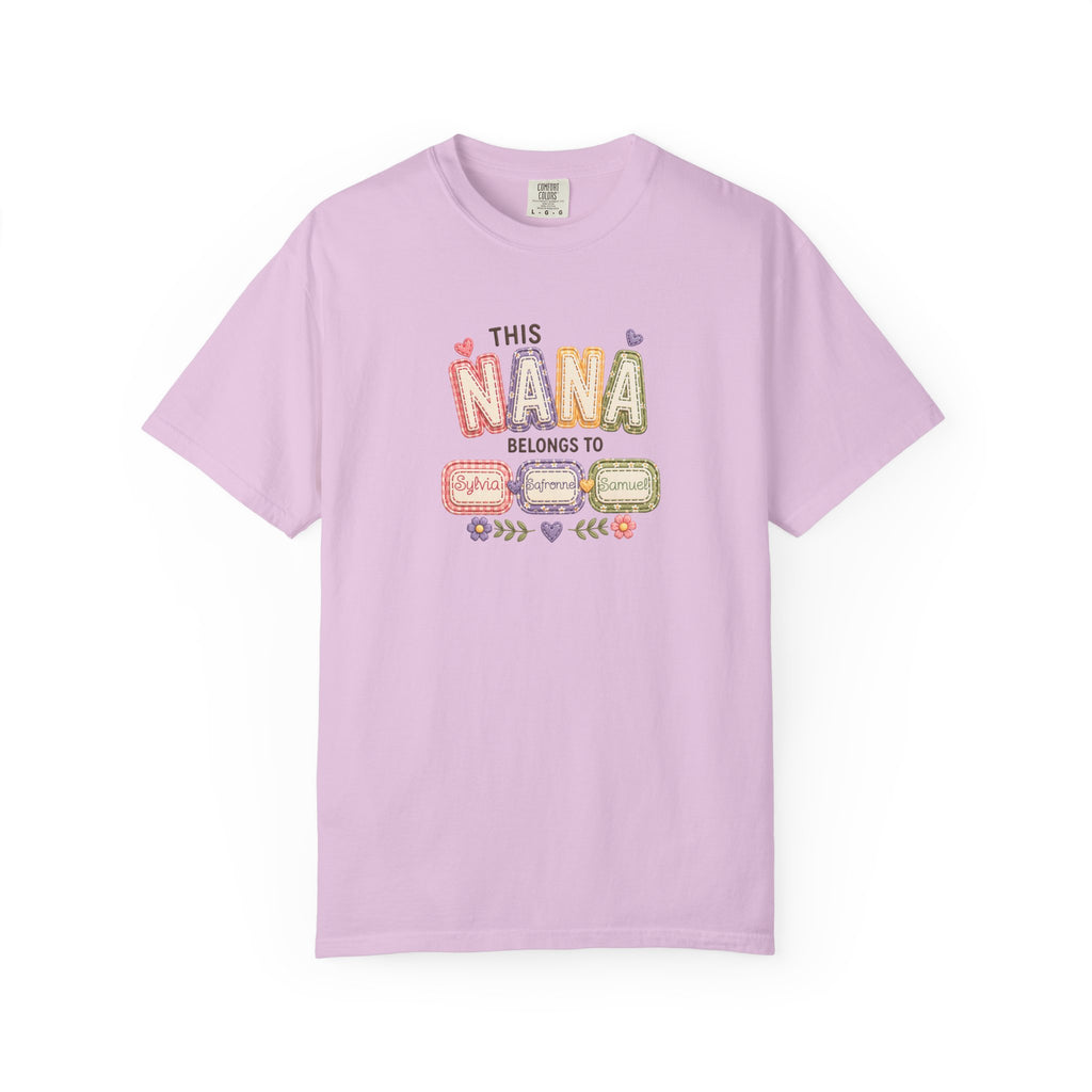 Nana Family Name T-Shirt — "This Nana Belongs To" Floral Grandma Gift