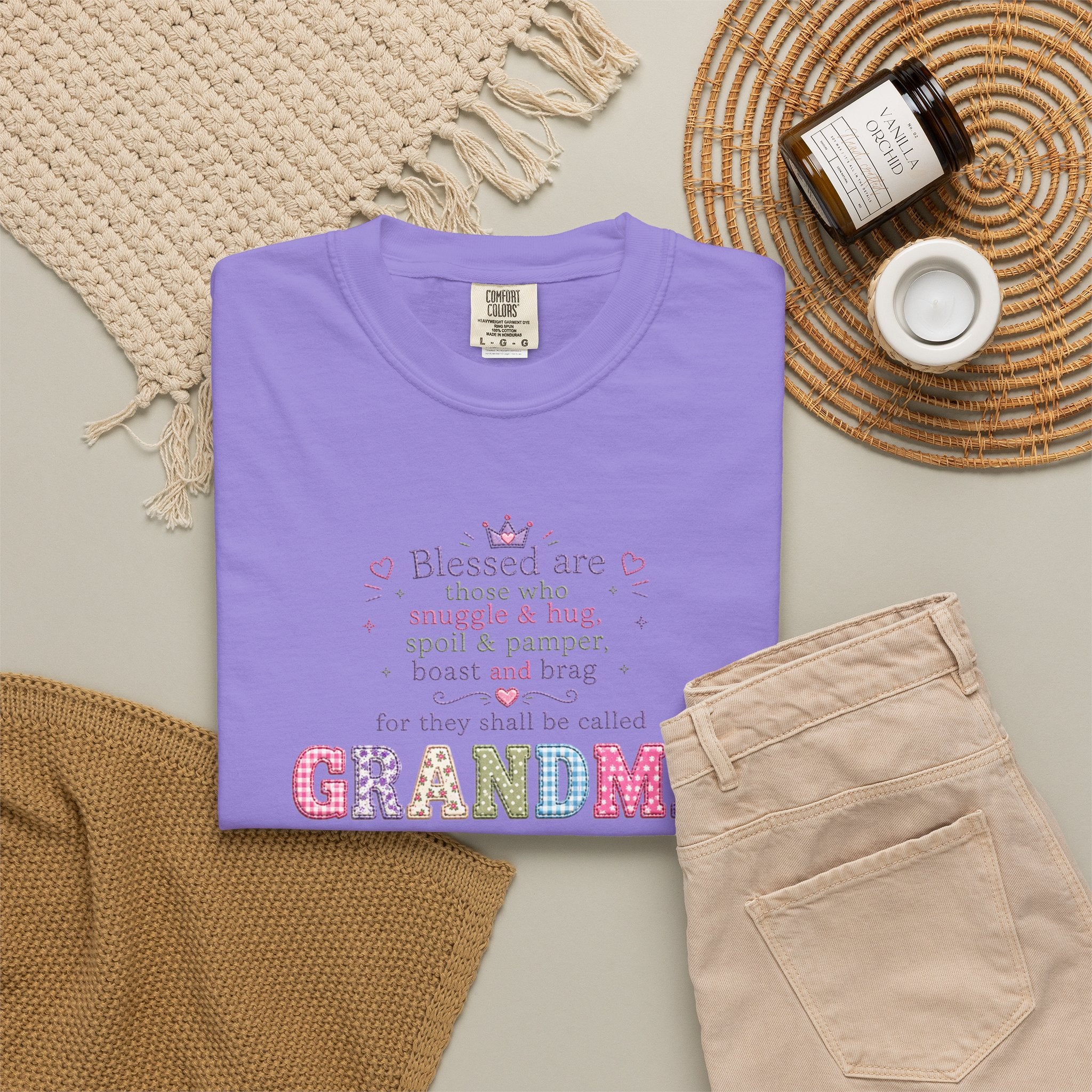 Grandma Floral Scripture T-Shirt — Blessed Are Those Who Are Pure in Heart