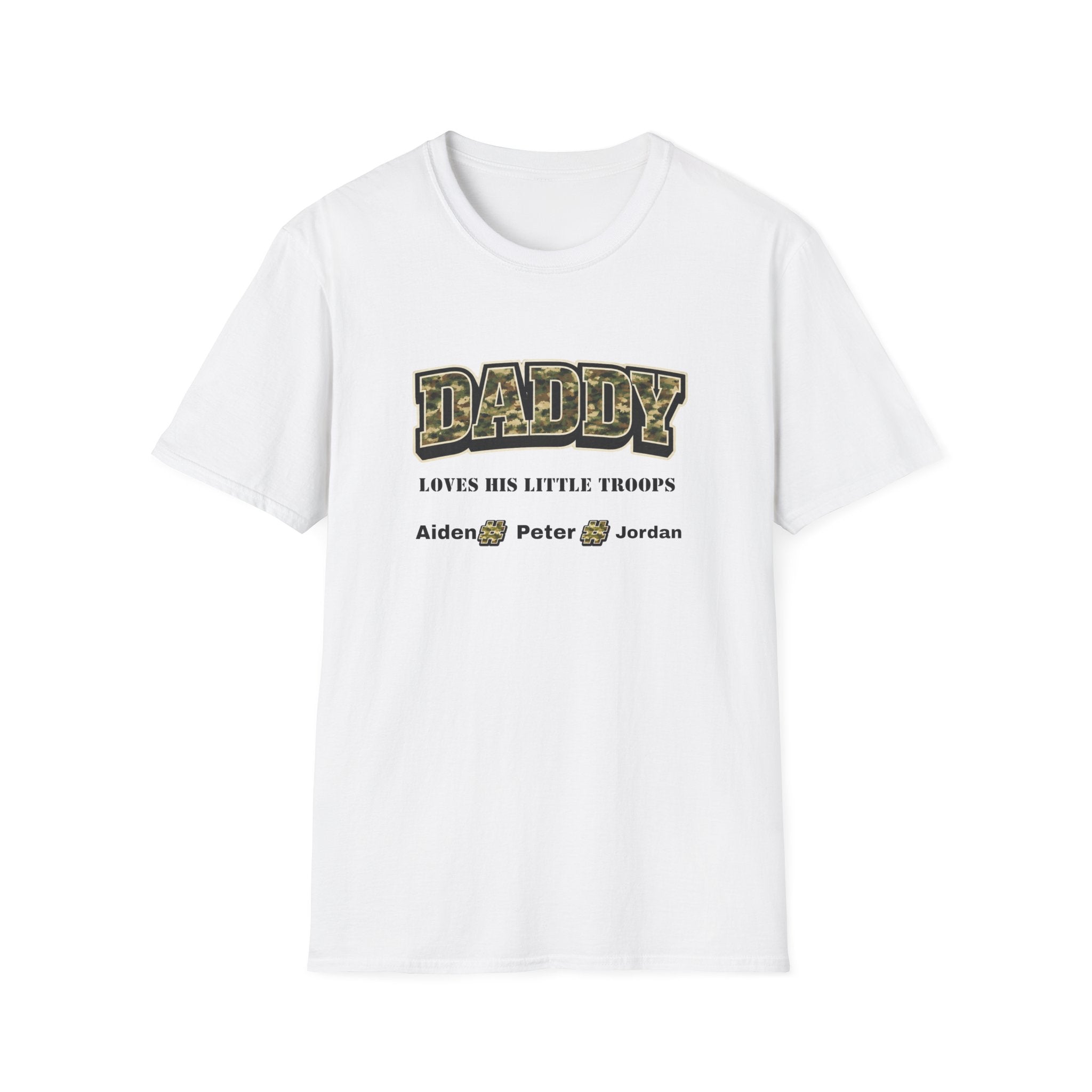 Daddy Loves His Little Troops Personalized Camo T-Shirt — Custom Name Father's Day Gift