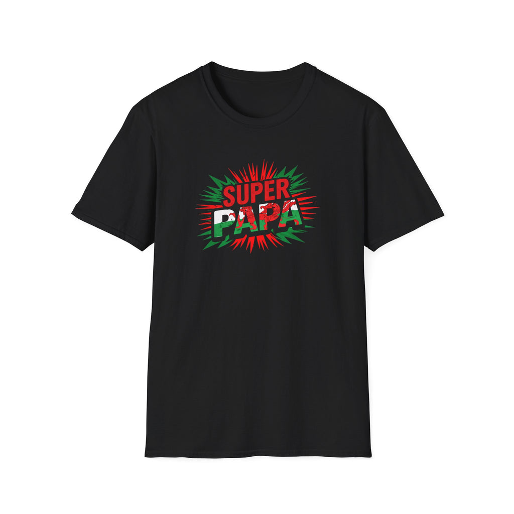 Super Papa Welsh Flag/ Wales themed Graphic T-Shirt — Father’s Day Comic-Style Dad Shirt