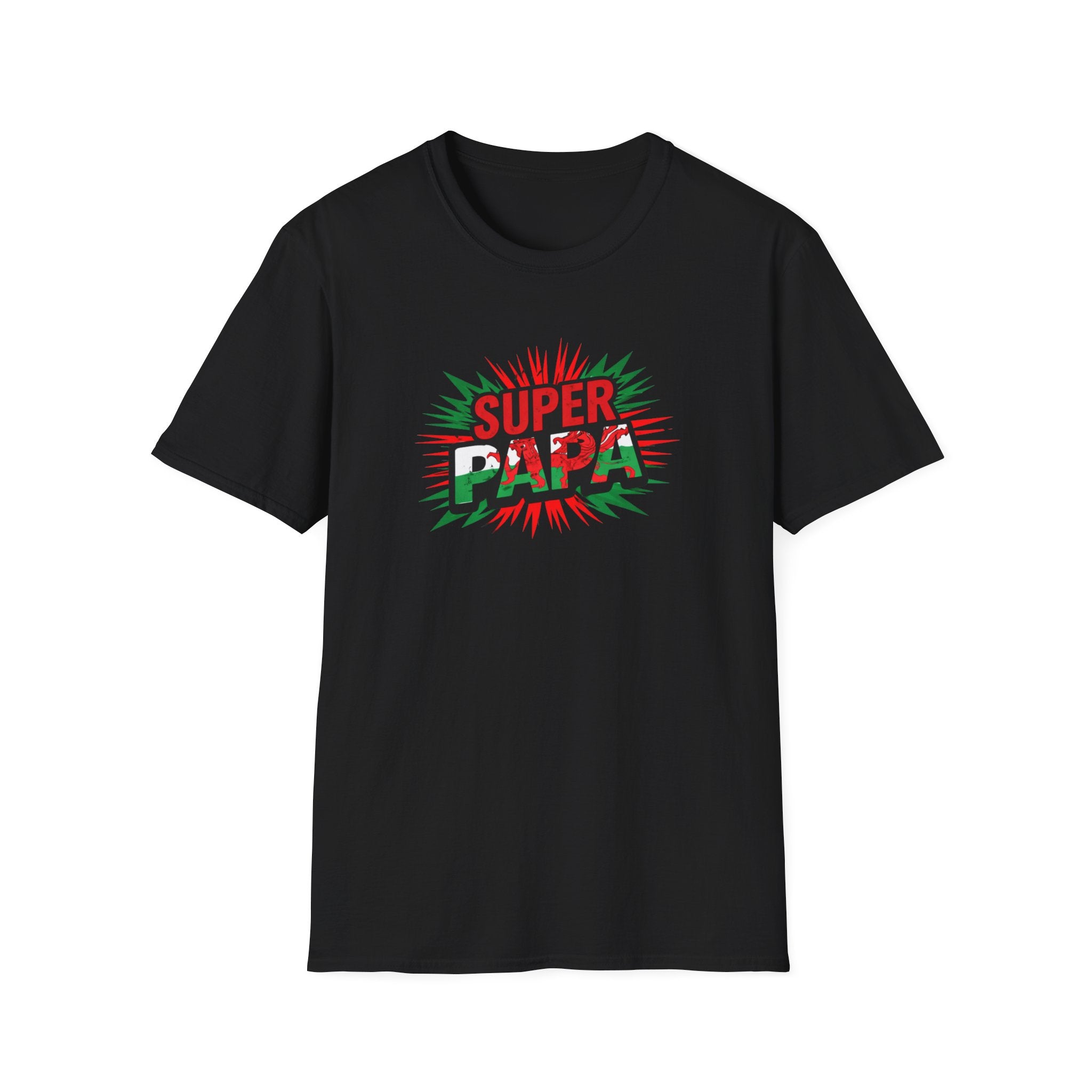 Super Papa Welsh Flag/ Wales themed Graphic T-Shirt — Father’s Day Comic-Style Dad Shirt