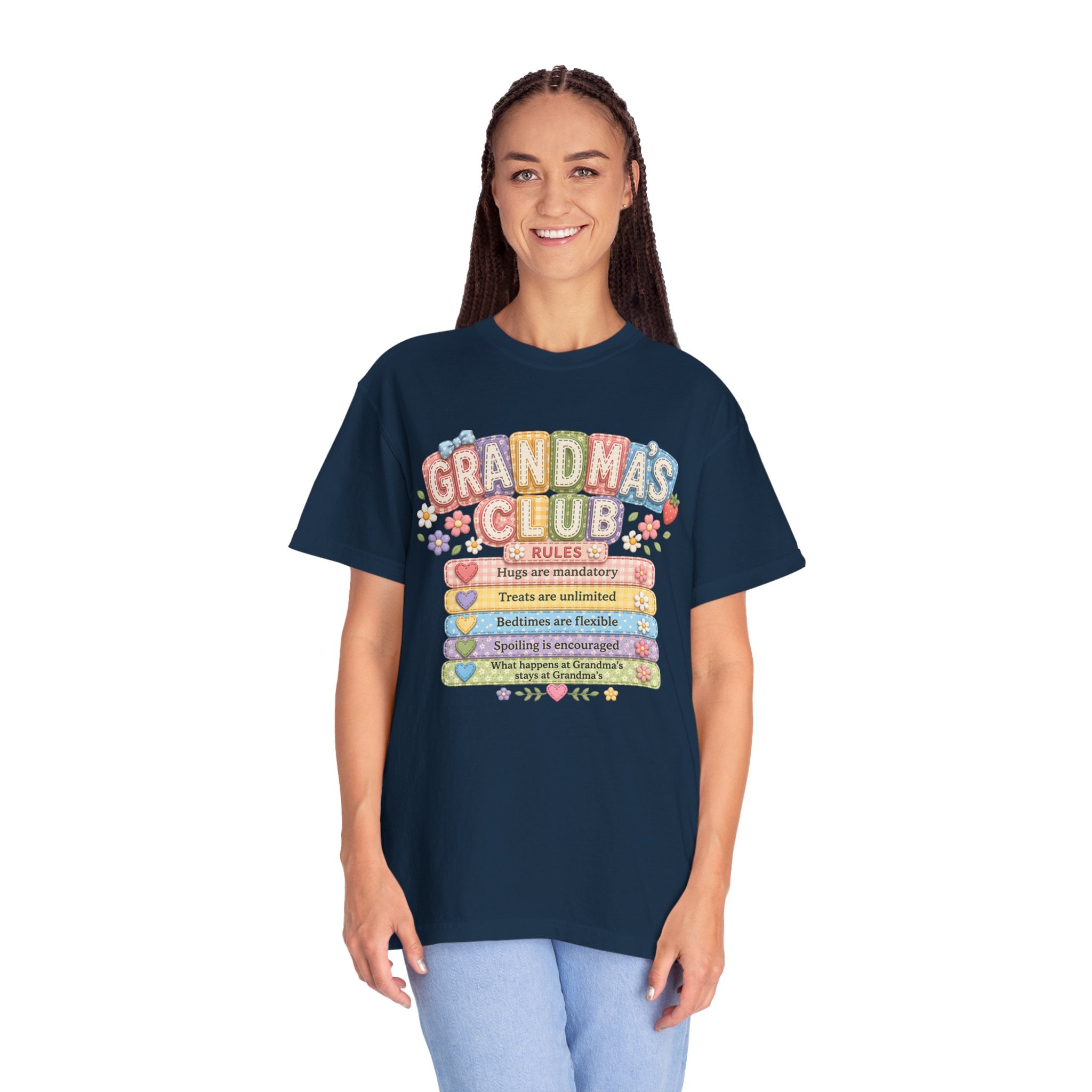 Grandma's Club T-Shirt — Cute Floral 'Grandma's Club' Rules Tee