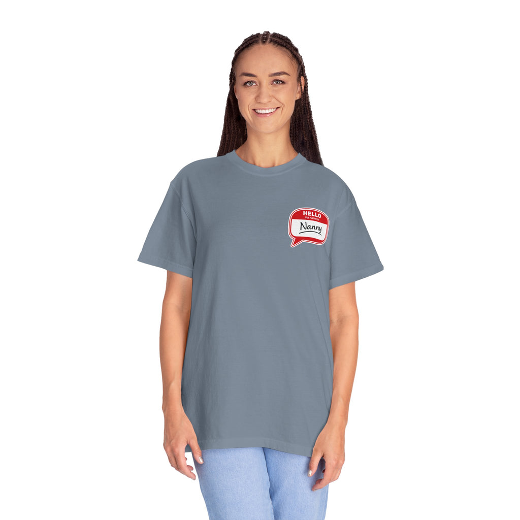 Hello Nanny Pocket T-Shirt – Cute Name Tag Tee for Grandparents & Caregivers