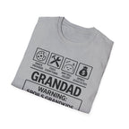Grandad Warning T-Shirt — 'Warning: Spoils Grandkids & Hands Out Biscuits' Funny Grandpa Shirt