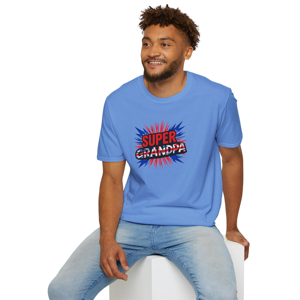 Super Grandpa T-Shirt Union Jack/England themed – Retro Comic Style Father’s Day Gift for Grandfathers