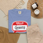 Hello My Name Is Granny T-Shirt - Funny Grandma Gift, Retro Name Badge Tee