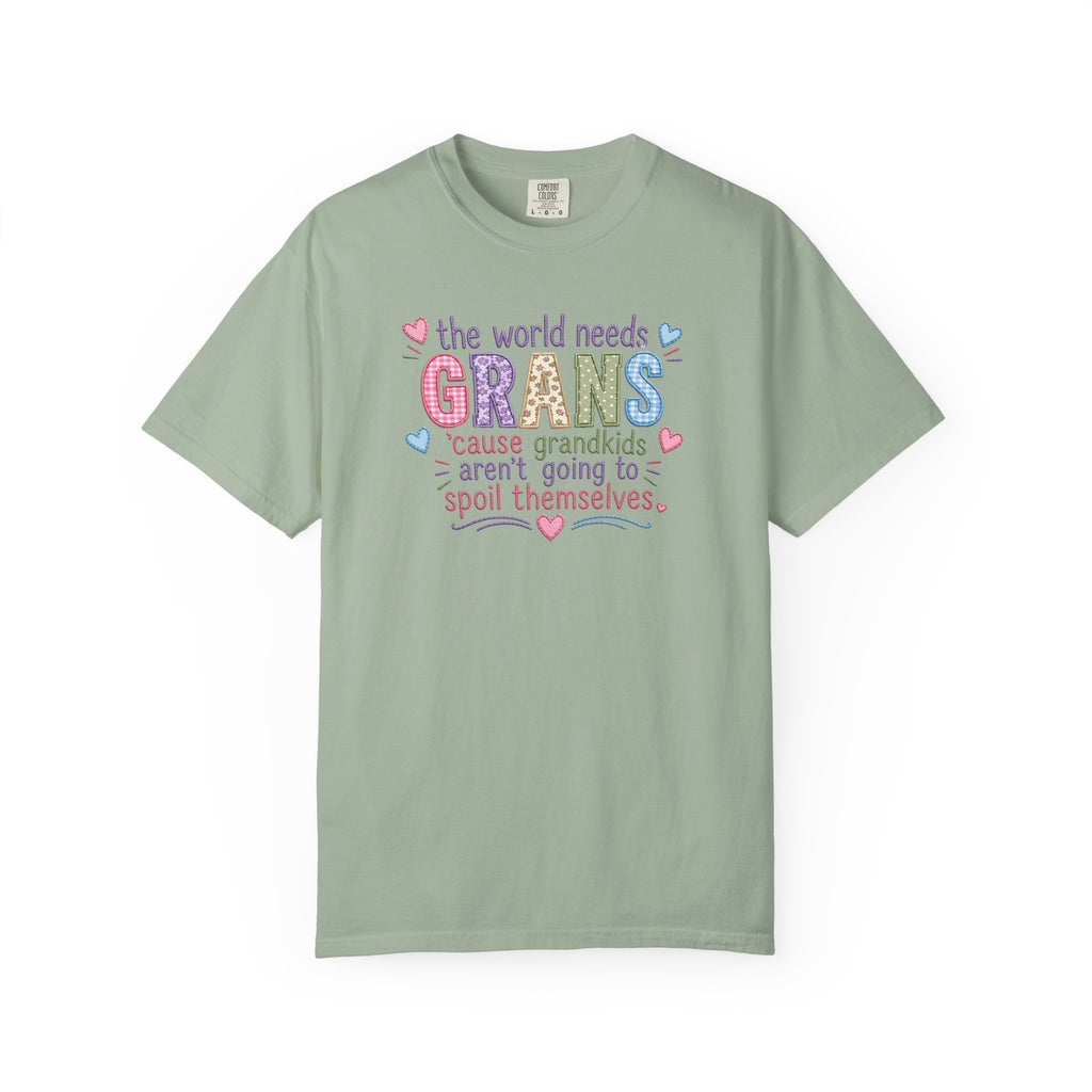 Grandparent T-Shirt - "The World Needs Grans" Cute Pastel Grandkids Gift Tee