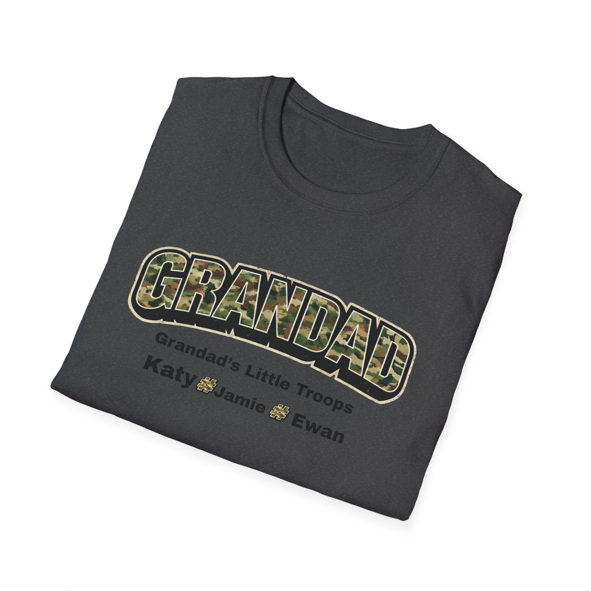 Granddad Camo T-Shirt — "Grandad's Little Troops" Personalized Kids Names