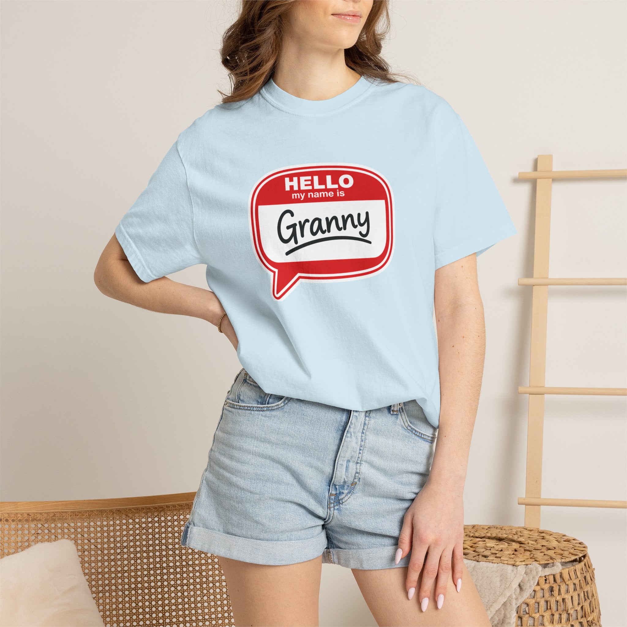 Hello My Name Is Granny T-Shirt - Funny Grandma Gift, Retro Name Badge Tee