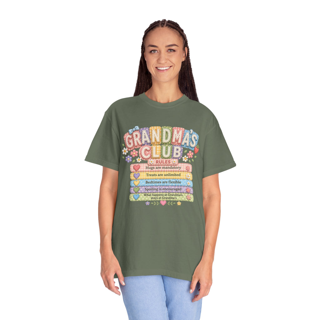 Grandma's Club T-Shirt — Cute Floral 'Grandma's Club' Rules Tee