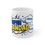 Super Grandad Comic-Style Mug — Personalized Names Pop Art Coffee Cup