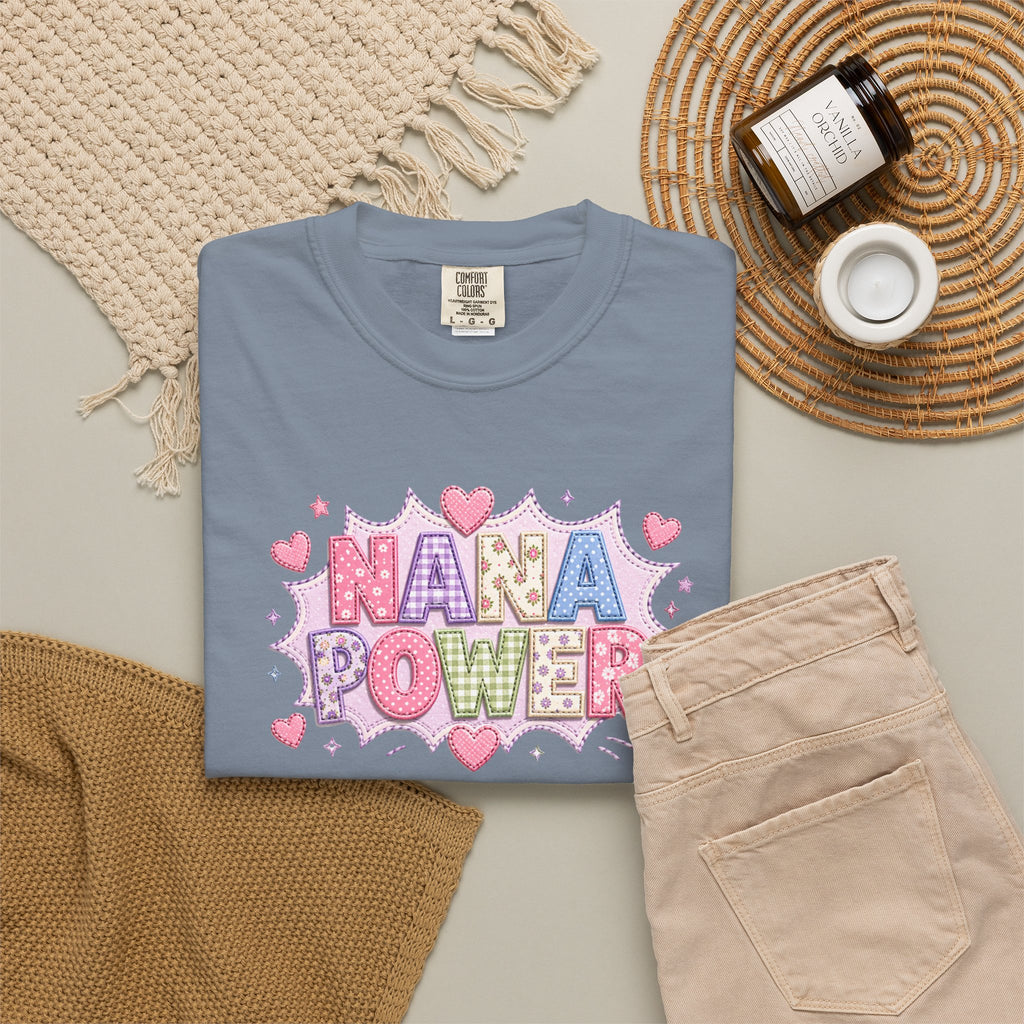 Nana Power T-Shirt — Playful Retro Heart Graphic for Grandmother Gifts