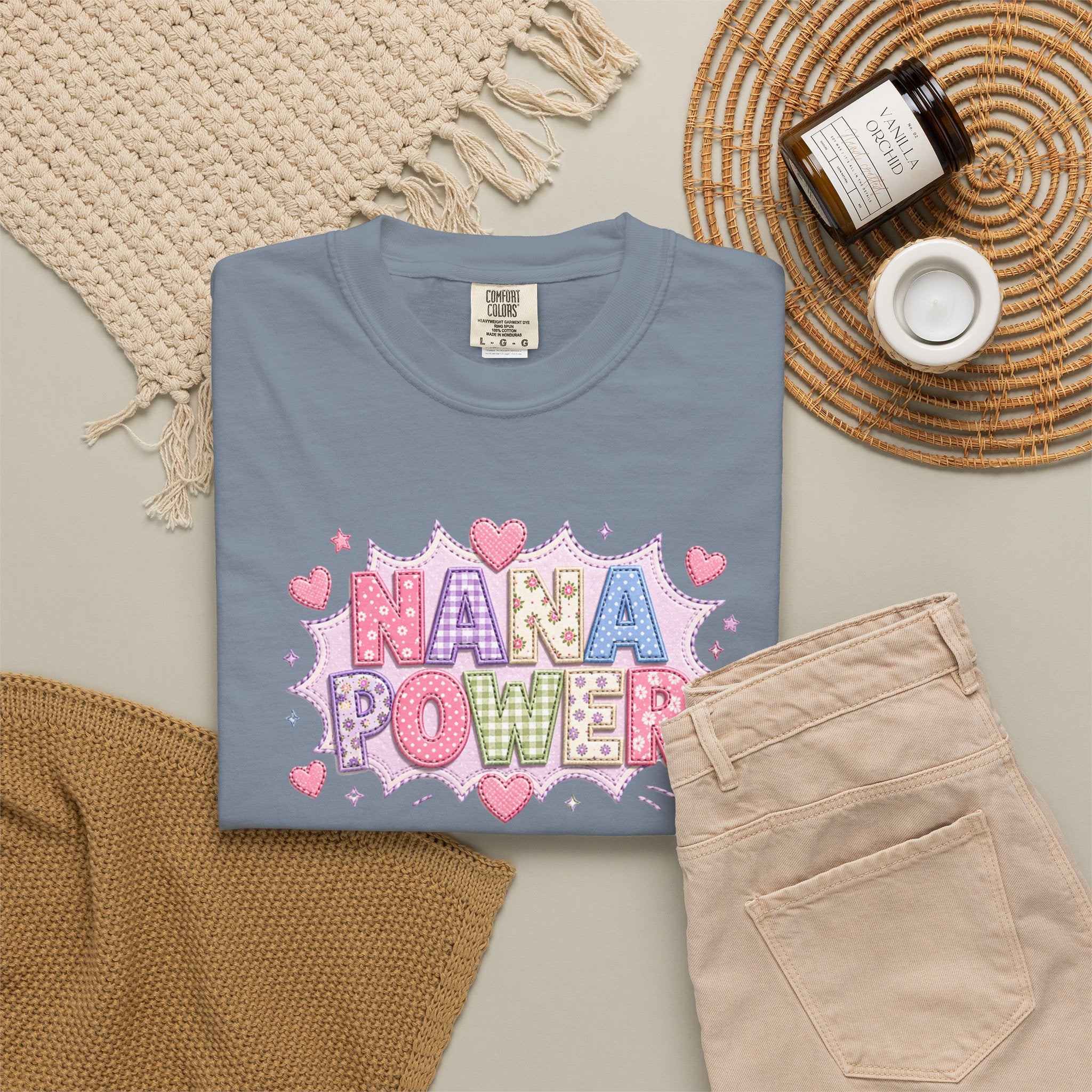 Nana Power T-Shirt — Playful Retro Heart Graphic for Grandmother Gifts