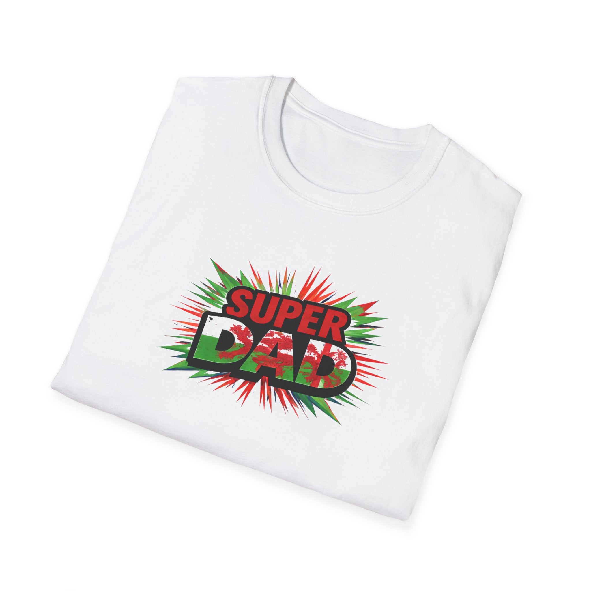 Super Dad Graphic T-Shirt — Wales Flag themed Retro Comic Father's Day Tee