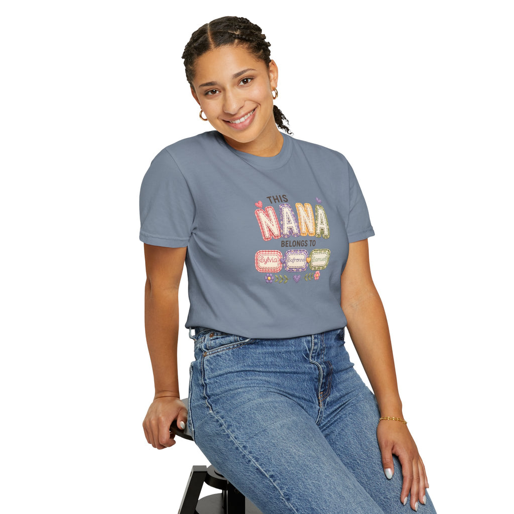 Nana Family Name T-Shirt — "This Nana Belongs To" Floral Grandma Gift