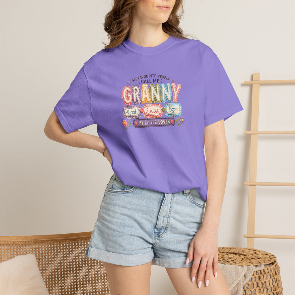 Granny Floral Retro Tee — "My Favourite People Call Me Granny"