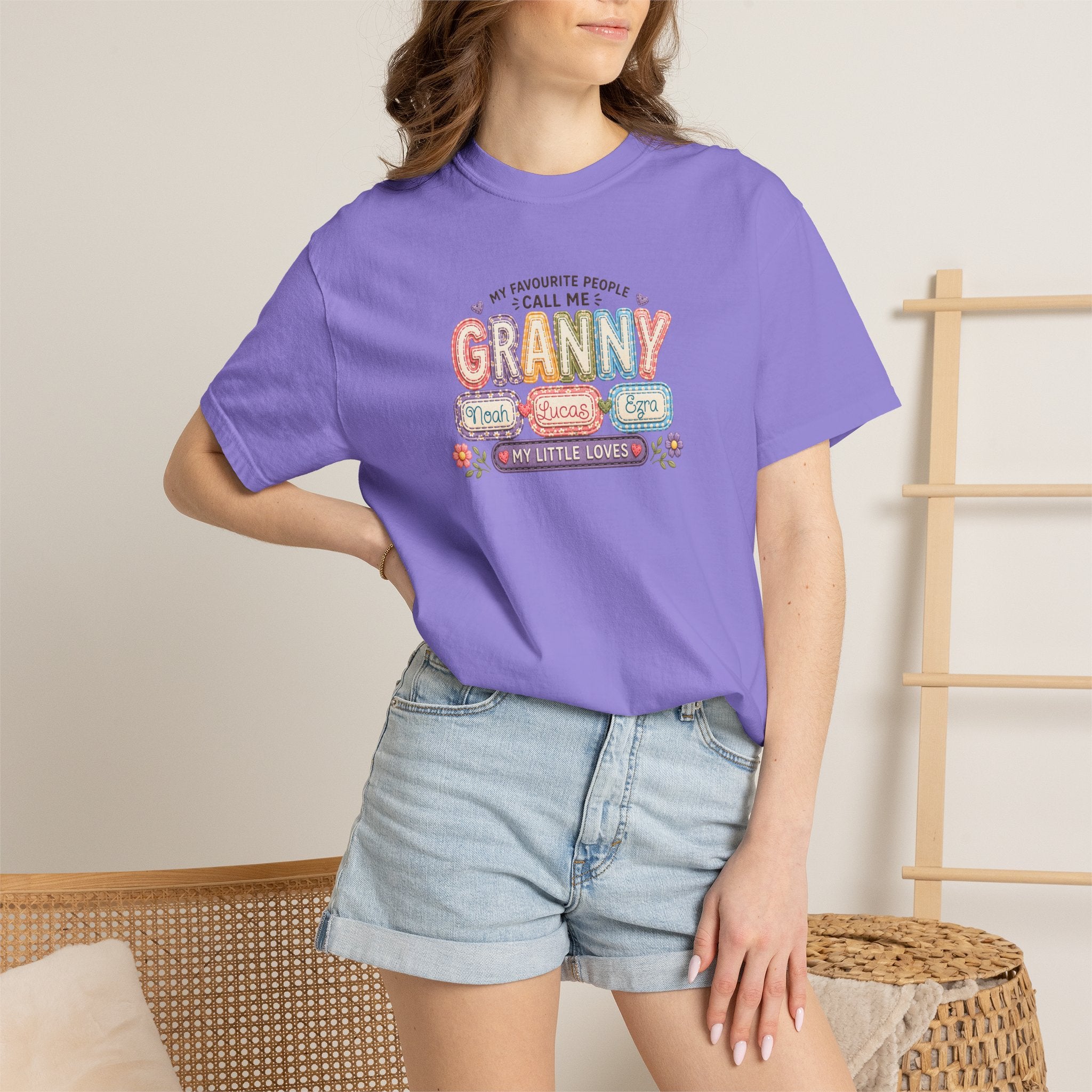 Granny Floral Retro Tee — "My Favourite People Call Me Granny"