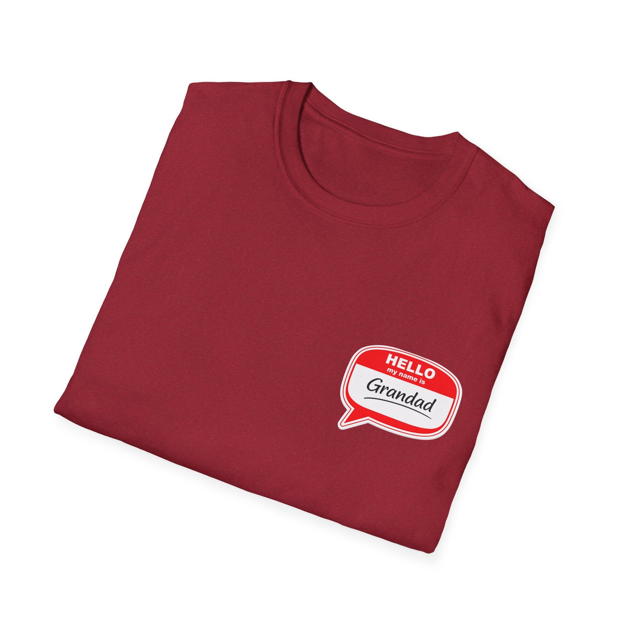 Grandad Name Badge T-Shirt — "Hello, Grandad!" Chest Logo