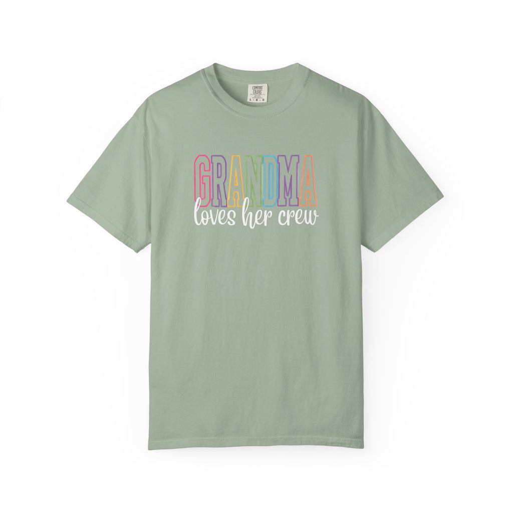 Grandma Loves Her Crew T-Shirt — Pastel Rainbow Grandma Gift