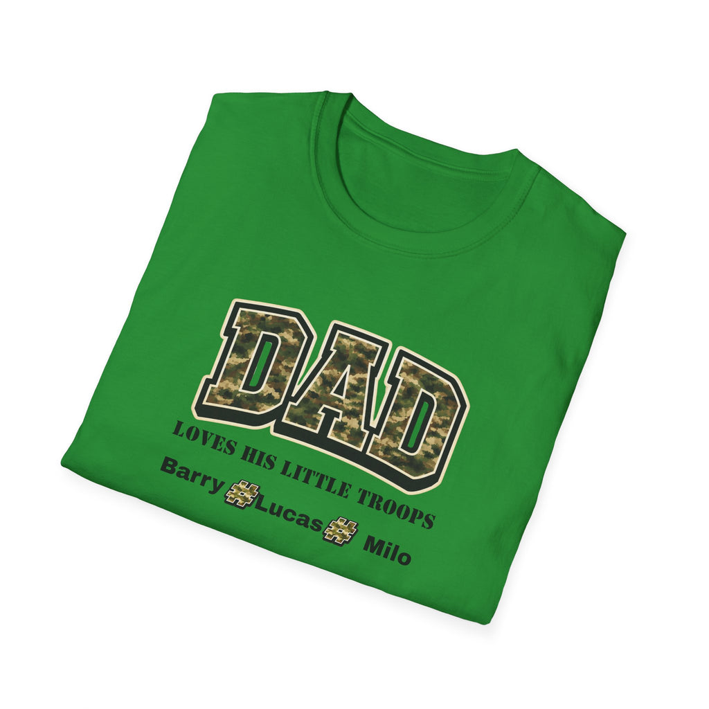 Dad Loves His Little Troops Camo T-Shirt — Personalized Kids' Names