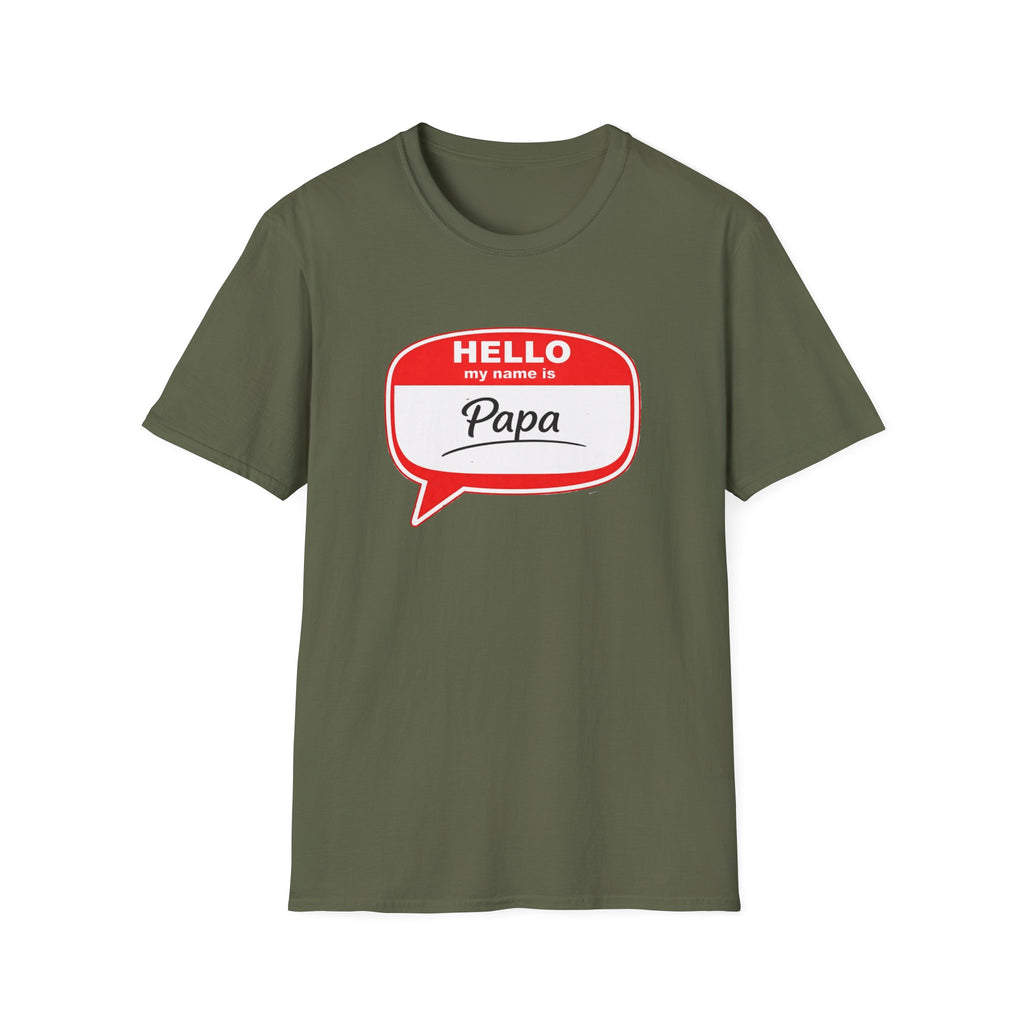 Hello My Name Is “Papa” T-Shirt — Funny Dad Name Tag Tee for Father’s Day