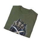 Bagpipes Following Scotland Flag Tee