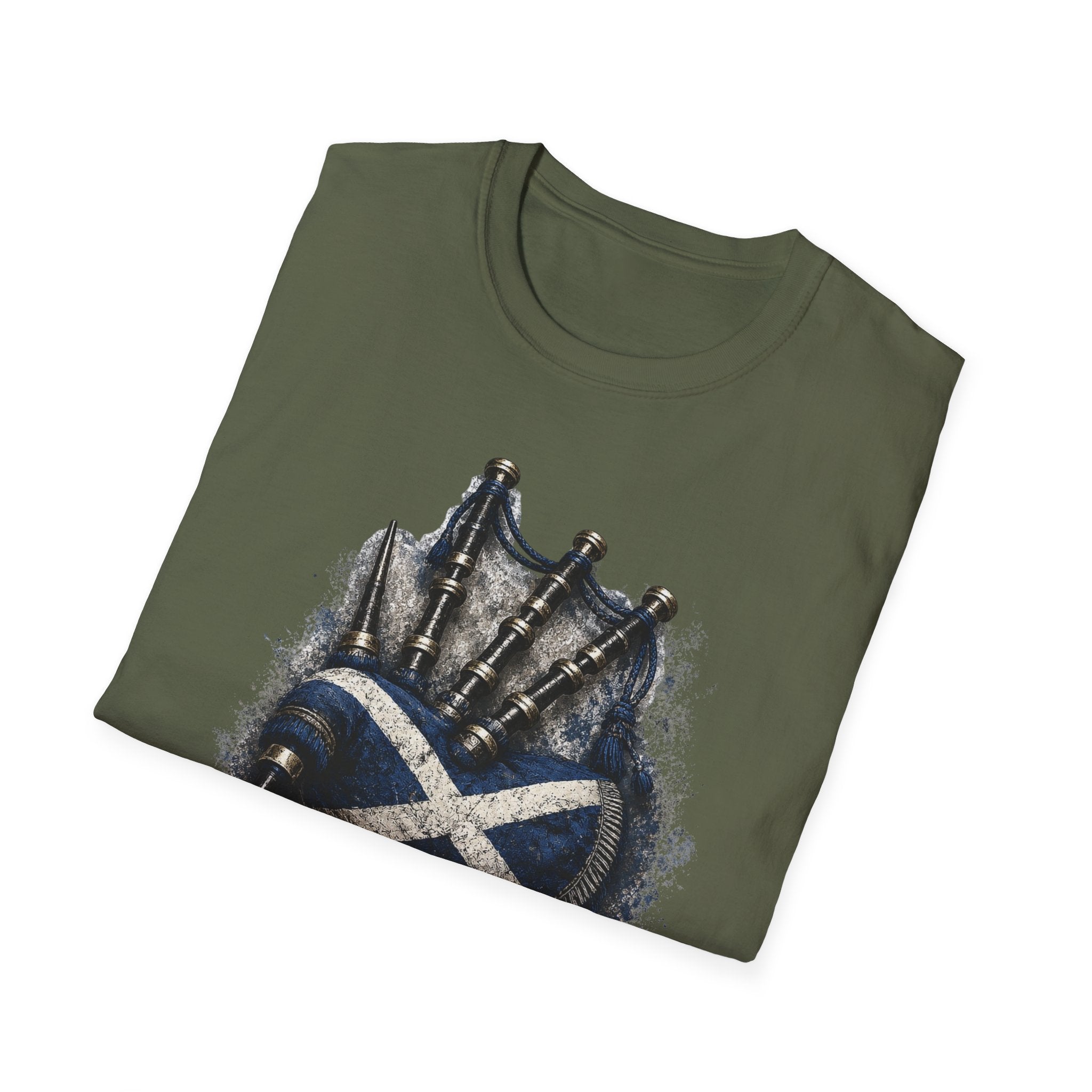 Bagpipes Following Scotland Flag Tee