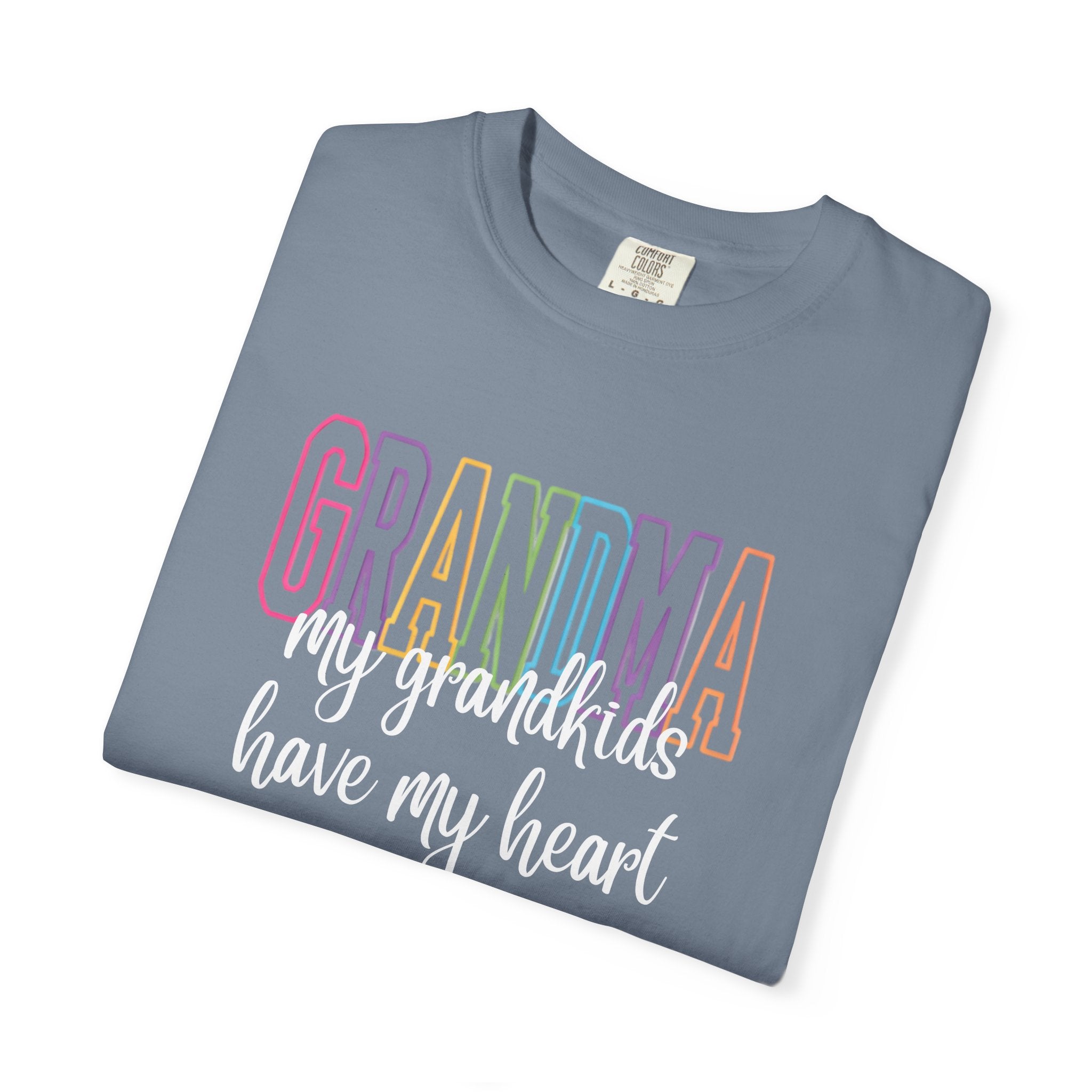 Grandma T-Shirt — "My Grandkids Have My Heart" Pastel Graphic Tee