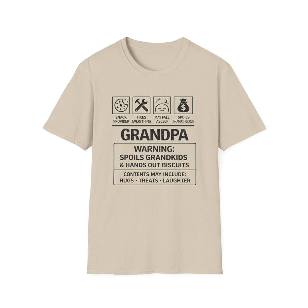 Grandpa Warning T-Shirt — "Spoils Grandkids & Hands Out Biscuits" Funny Grandpa Gift