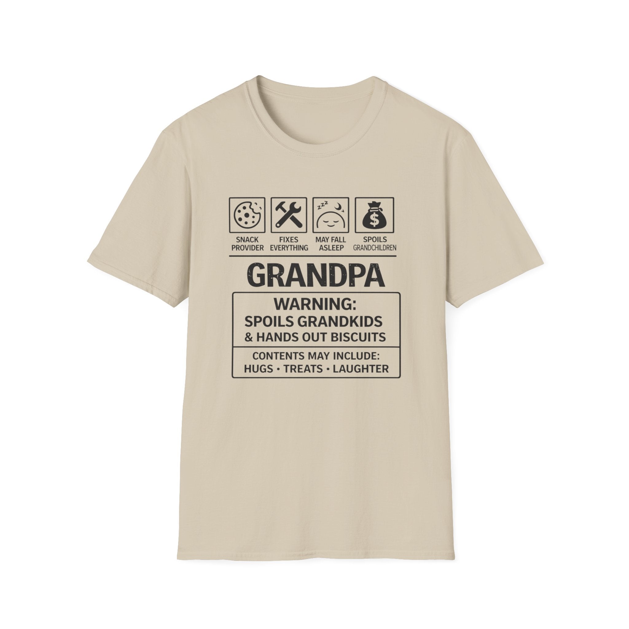 Grandpa Warning T-Shirt — "Spoils Grandkids & Hands Out Biscuits" Funny Grandpa Gift
