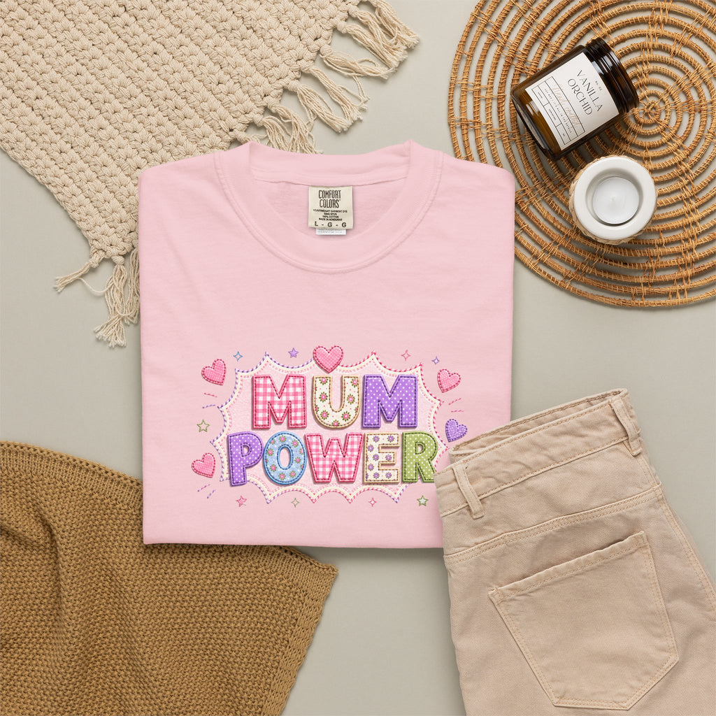 Mum Power T-Shirt — Cute Pink Heart Mothers Day Tee