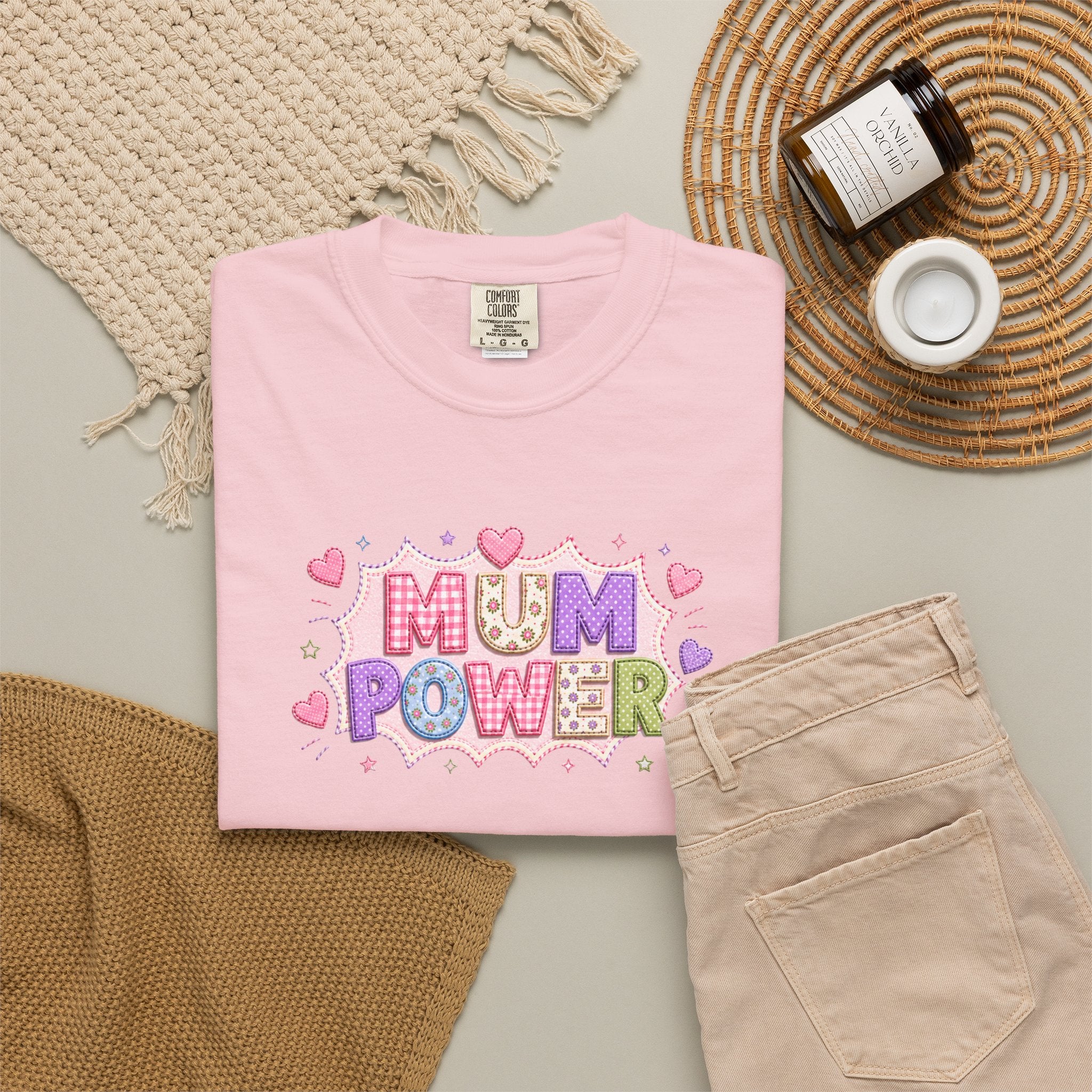 Mum Power T-Shirt — Cute Pink Heart Mothers Day Tee