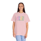 Gran Floral Script T-Shirt — "the heart of my family" Sage Garment-Dyed Tee