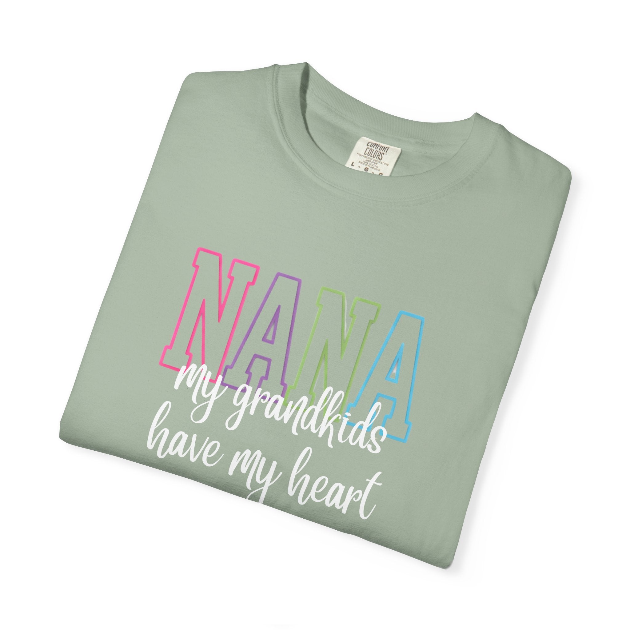 Nana Pastel Rainbow Tee — 'NANA' Floral Outline Grandma T-Shirt