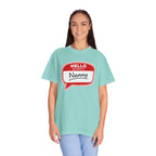 Hello My Name Is Nanny T-Shirt – Funny Name Tag Graphic Tee for Grandparents