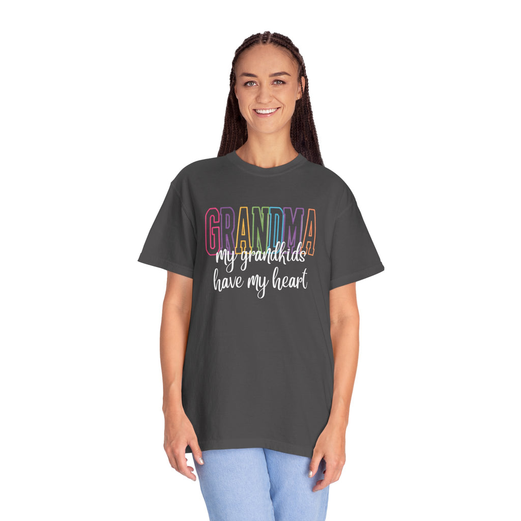 Grandma T-Shirt — "My Grandkids Have My Heart" Pastel Graphic Tee