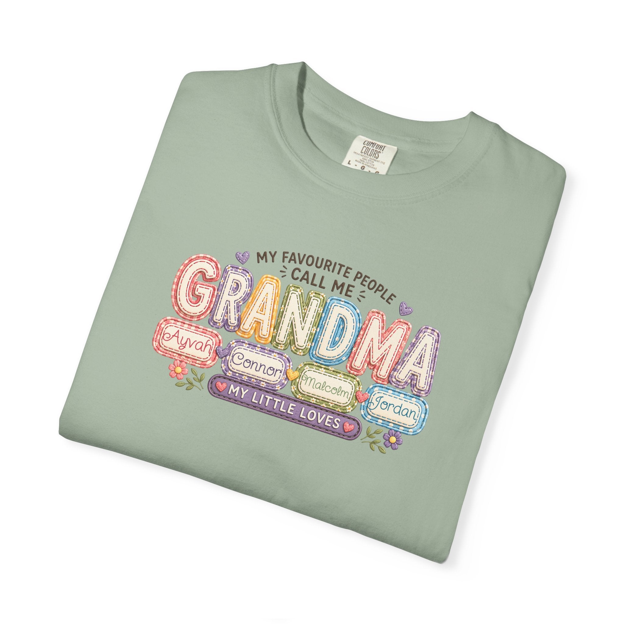 Grandma T-Shirt - My Favorite People Call Me Grandma (Cute Floral Retro Design)