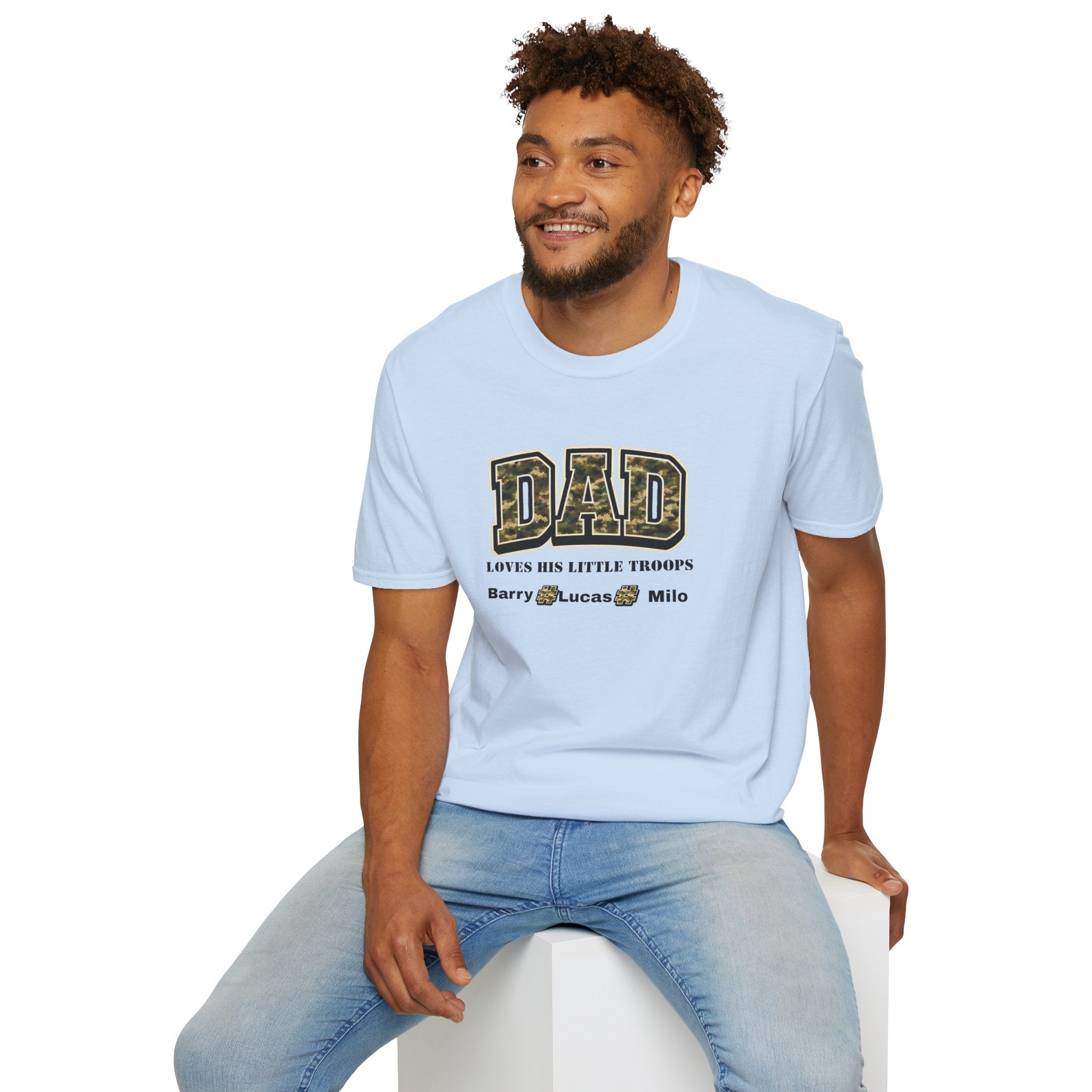 Dad Loves His Little Troops Camo T-Shirt — Personalized Kids' Names