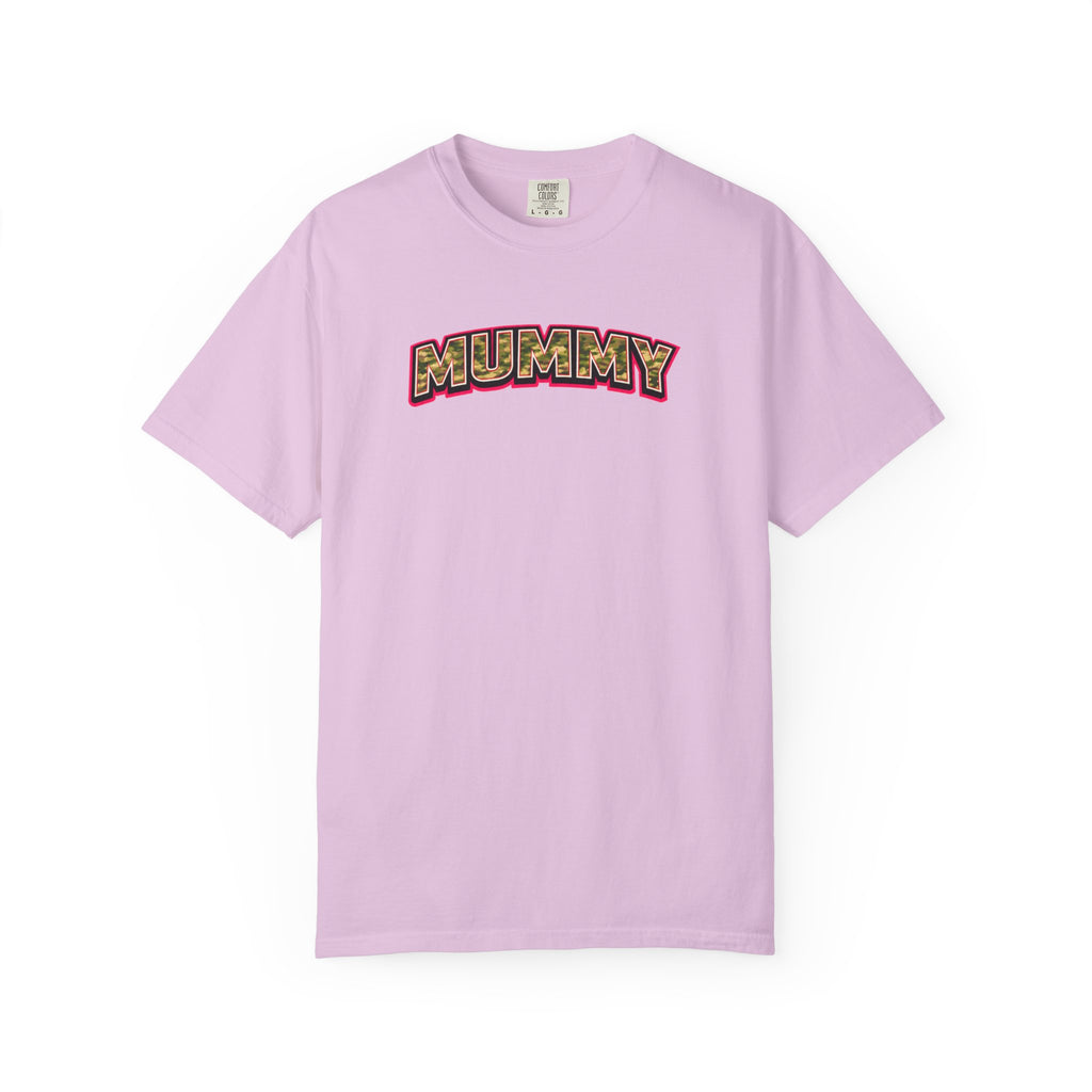 MUMMY Camo Script T-Shirt — Vintage Comic Style Mommy Tee