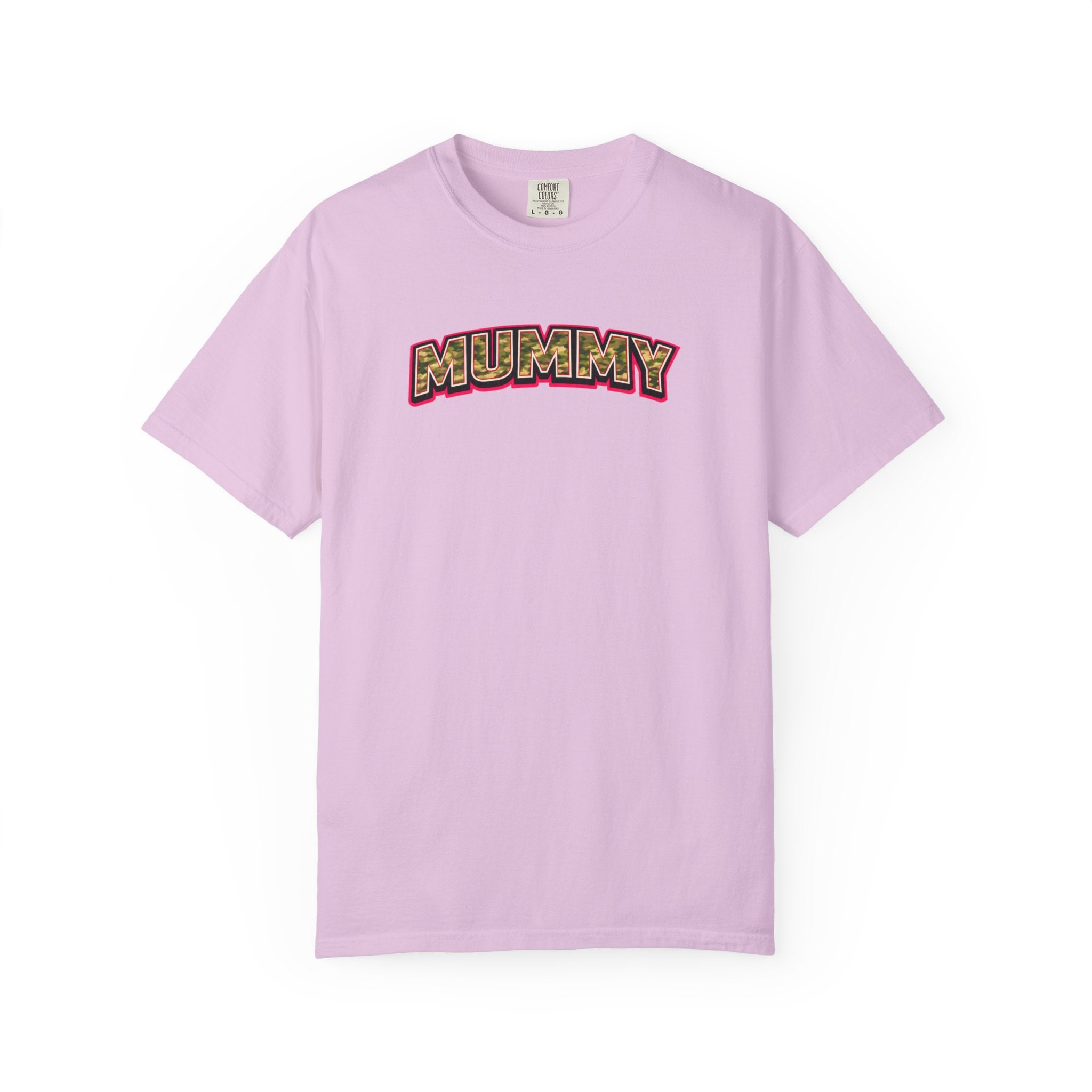 MUMMY Camo Script T-Shirt — Vintage Comic Style Mommy Tee