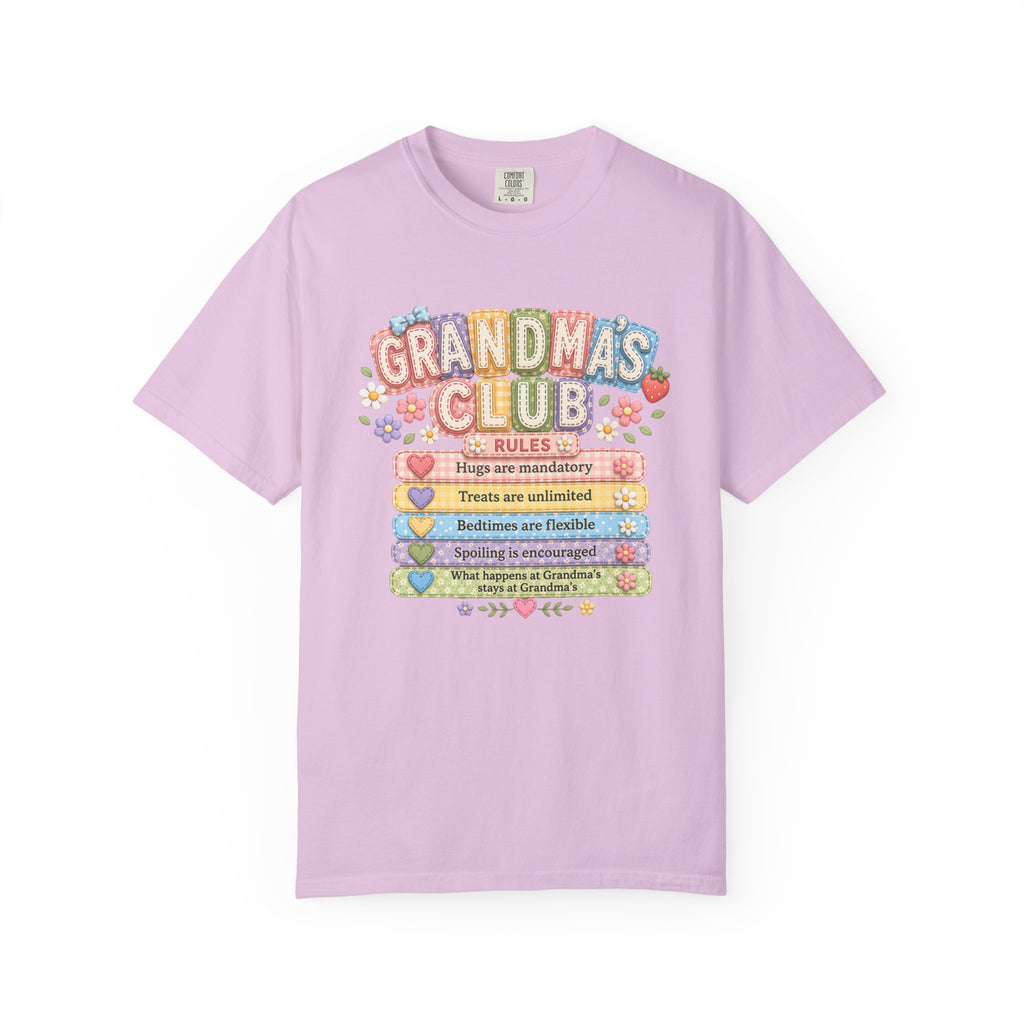 Grandma's Club T-Shirt — Cute Floral 'Grandma's Club' Rules Tee