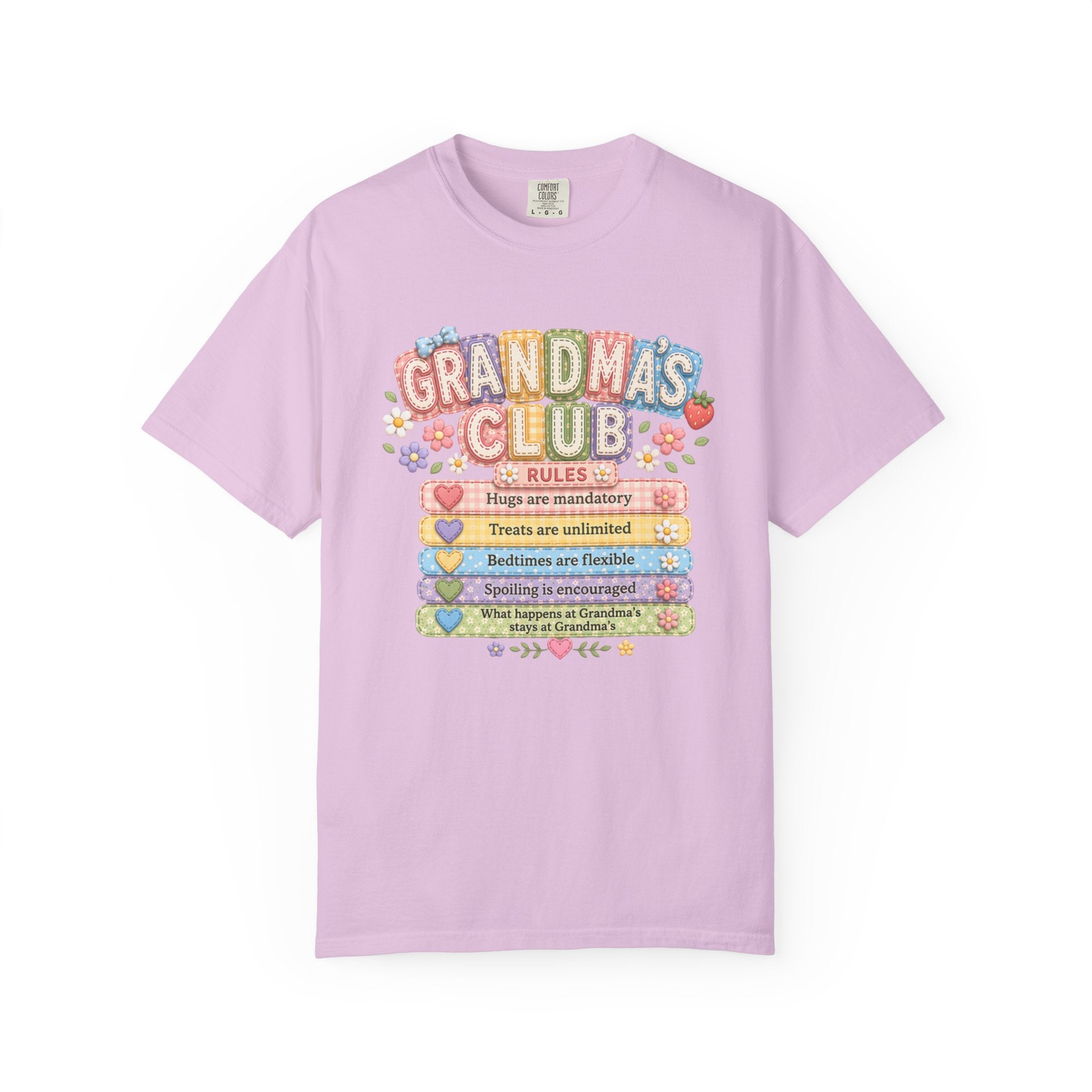 Grandma's Club T-Shirt — Cute Floral 'Grandma's Club' Rules Tee