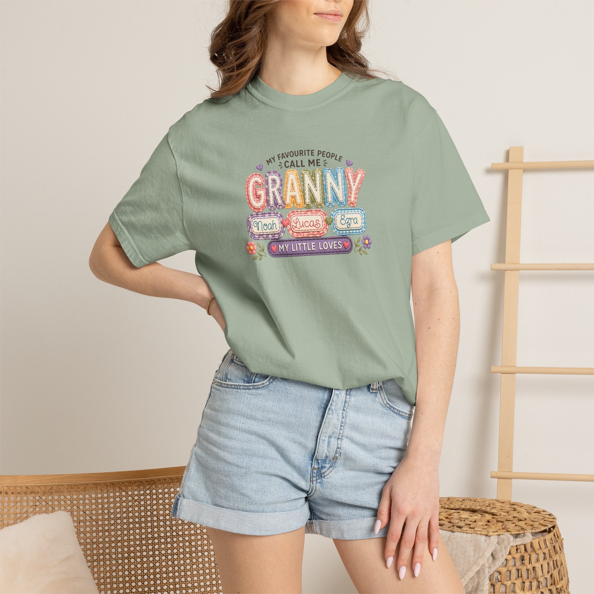 Granny Floral Retro Tee — "My Favourite People Call Me Granny"
