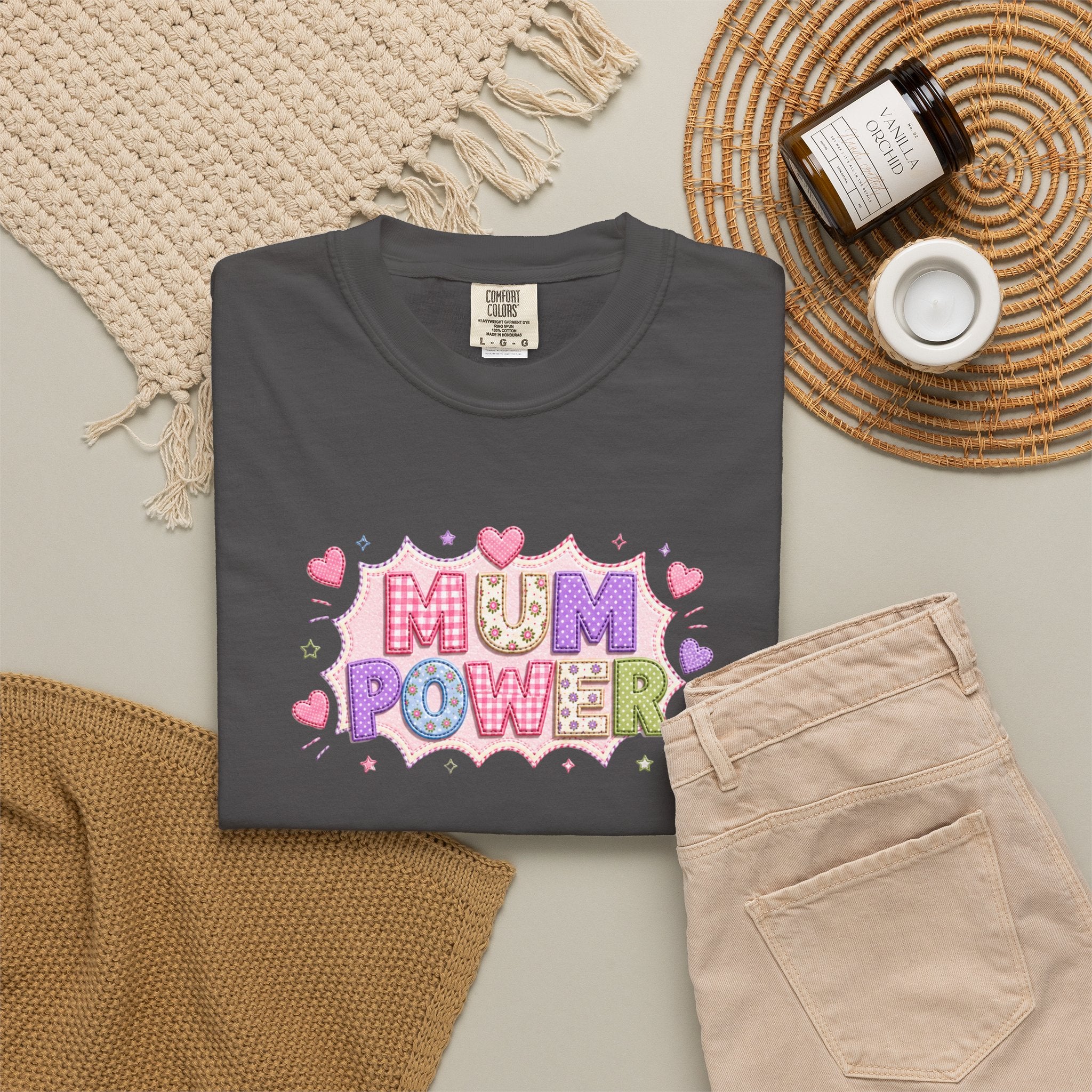 Mum Power T-Shirt — Cute Pink Heart Mothers Day Tee