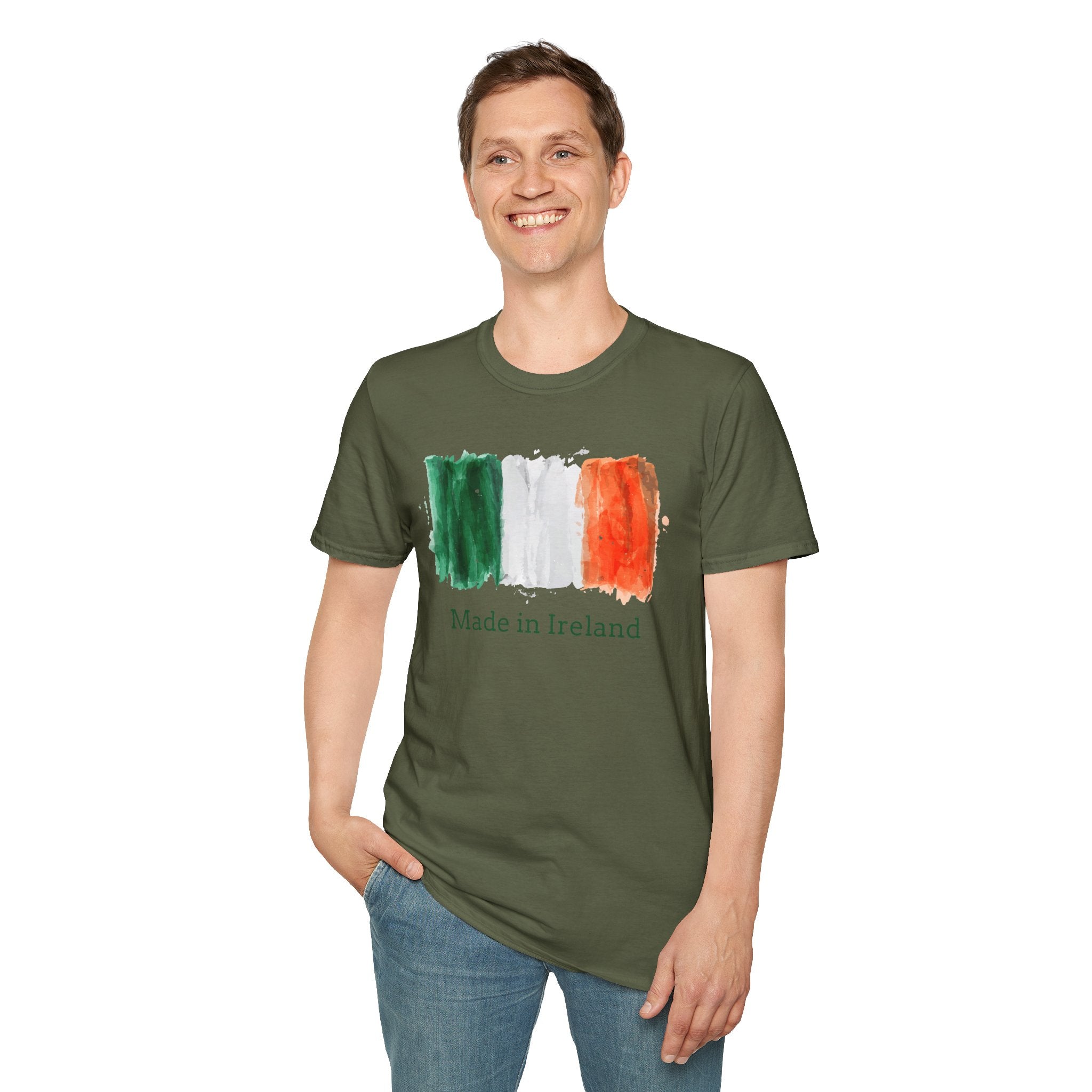 Made in Ireland T-Shirt — Watercolor Irish Flag Tee