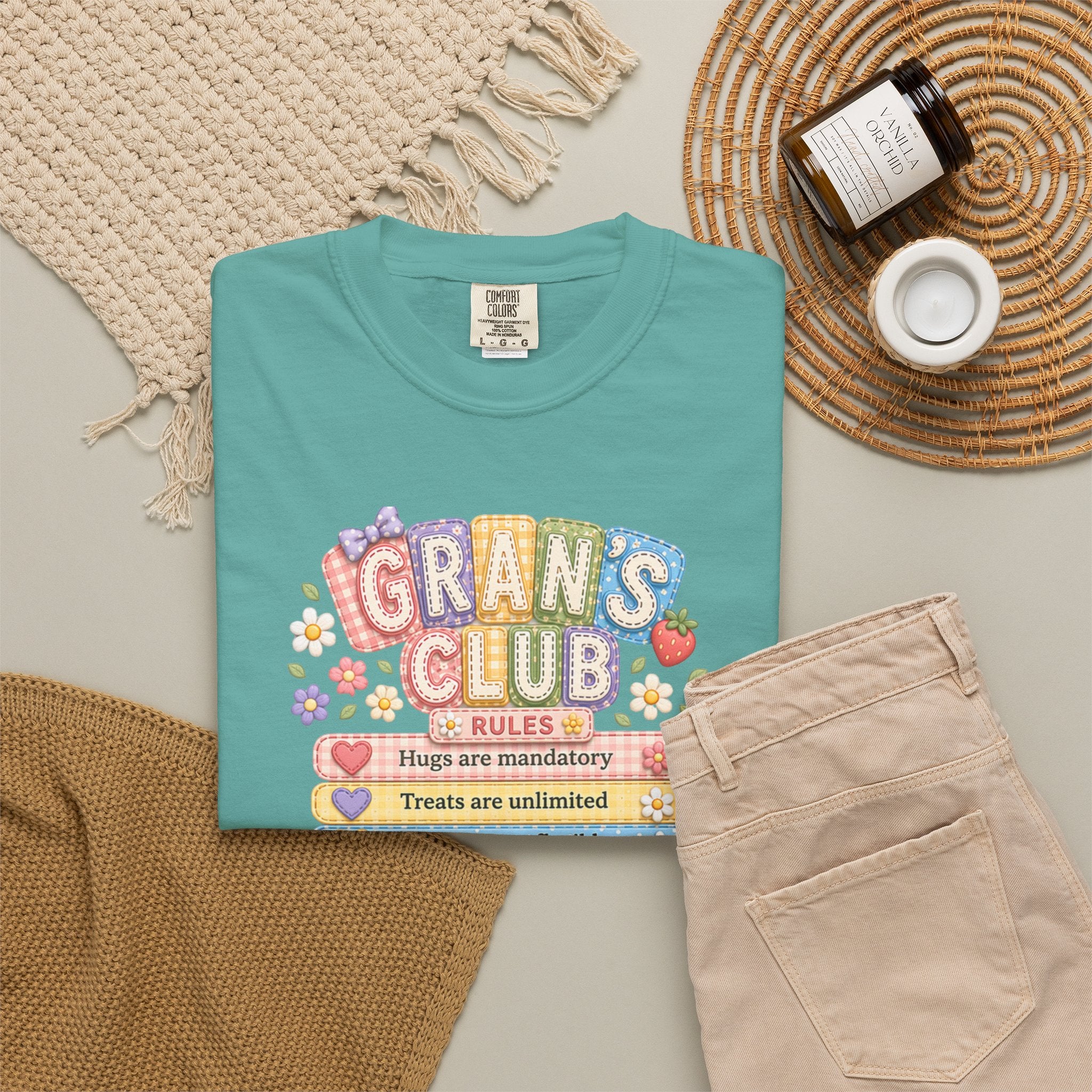 Grans Club Rules T-Shirt — Cute Floral Grandma Shirt, Funny Grandmother Gift for Mother's Day
