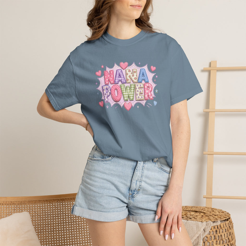 Nana Power T-Shirt — Playful Retro Heart Graphic for Grandmother Gifts